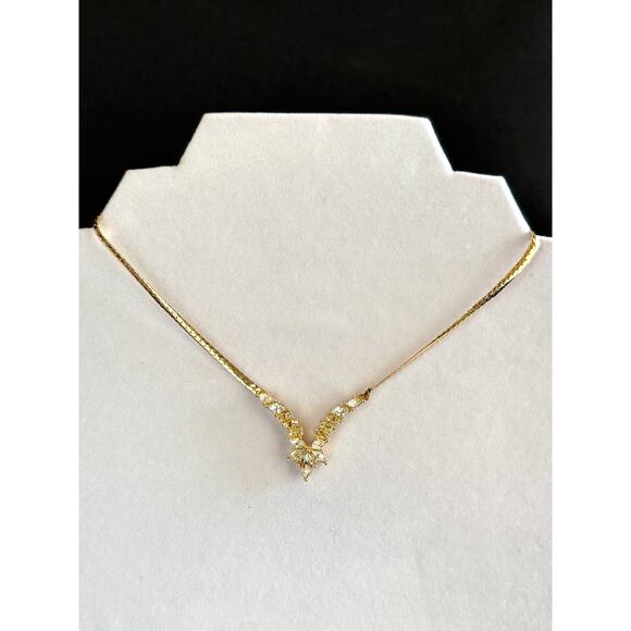 Dior Jewelry - Authentic Christian Dior Archangel Necklace*Swarovski Crystals* Gold Herringbone